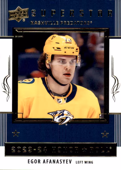 2023-24 Upper Deck Honor Roll #HR66 Egor Afanasyev (UU6-NHLPREDATORS)