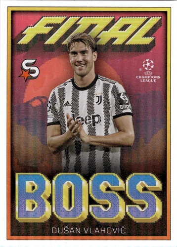 2022-23 Topps UEFA Club Competitions Superstars Final Boss FB-DV Dusan Vlahovic (UU11-JUVENTUS)