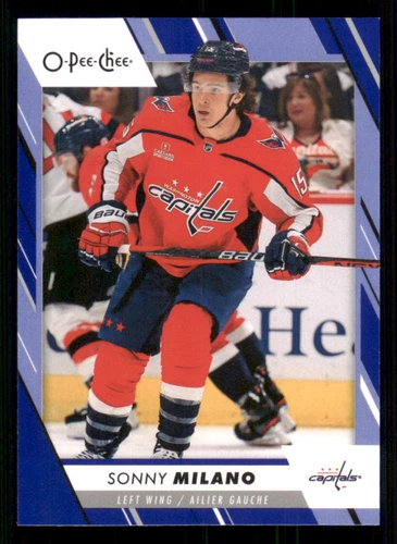 2023-24 O-Pee-Chee Blue #386 Sonny Milano (UU11-NHLCAPITALS)