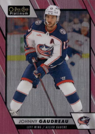 2023-24 O-Pee-Chee Platinum Matte Pink #141 Johnny Gaudreau (UU11-NHLBLUEJACKETS)