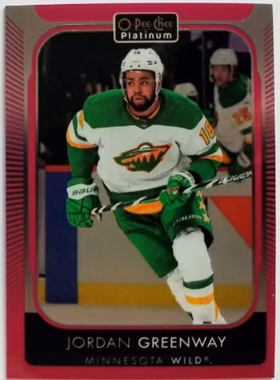 2021-22 O-Pee-Chee Platinum Matte Pink #123 Jordan Greenway (UU12-NHLWILD)