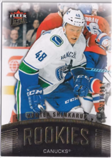 2015-16 Fleer Showcase Ultra Rookies #U28 Hunter Shinkaruk (UU12-NHLCANUCKS)