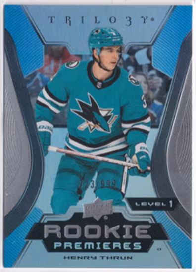 2023-24 Upper Deck Trilogy #127 Henry Thrun RC (UU12-NHLSHARKS)