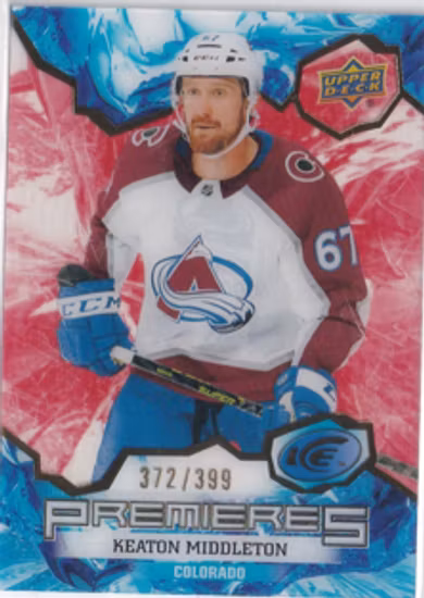 2021-22 Upper Deck Ice Red #210 Keaton Middleton (UU13-NHLAVALANCHE)