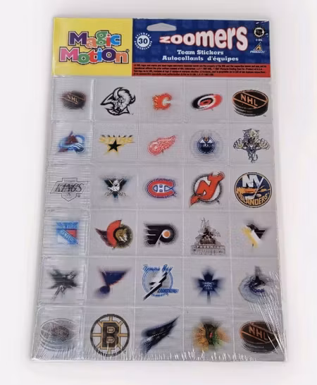 1997 Pinnacle Zoomers Magic Motion (30 NHL Team Vtg Logo Stickers)