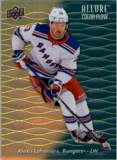 2023-24 Upper Deck Allure Color Flow Yellow Green #CF10 Alexis Lafreniere (UU14-NHLRANGERS)