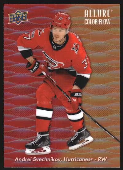 2023-24 Upper Deck Allure Color Flow Red Orange #CF6 Andrei Svechnikov (UU15-NHLHURRICANES)
