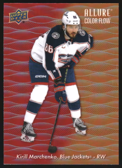 2023-24 Upper Deck Allure Color Flow Red Orange #CF19 Kirill Marchenko (UU15-NHLBLUEJACKETS)