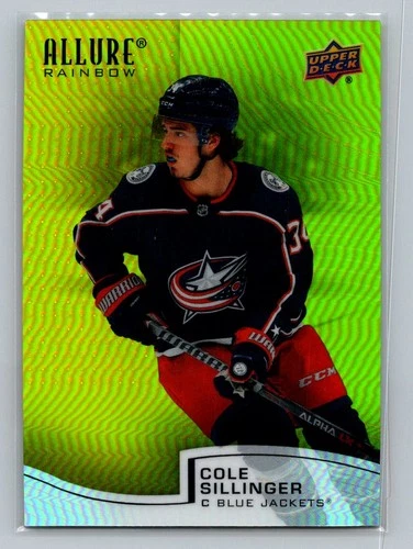 2021-22 Upper Deck Allure Rainbow Green Yellow #R48 Cole Sillinger (VV3-NHLBLUEJACKETS)