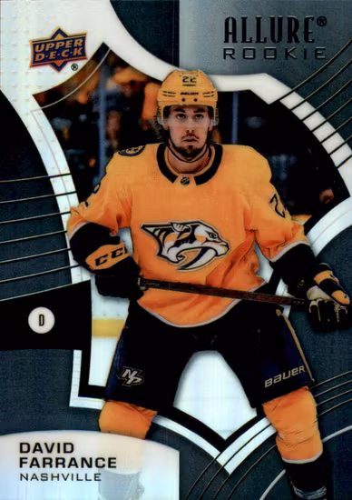 2021-22 Upper Deck Allure Black Rainbow #136 David Farrance (VV3-NHLPREDATORS)