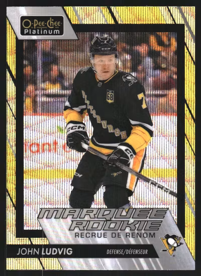 2023-24 O-Pee-Chee Platinum Neon Yellow Surge #270 John Ludvig (VV4-NHLPENGUINS)