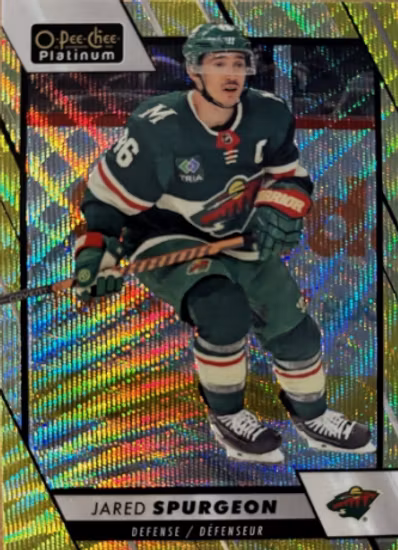 2023-24 O-Pee-Chee Platinum Neon Yellow Surge #37 Jared Spurgeon (VV4-NHLWILD)