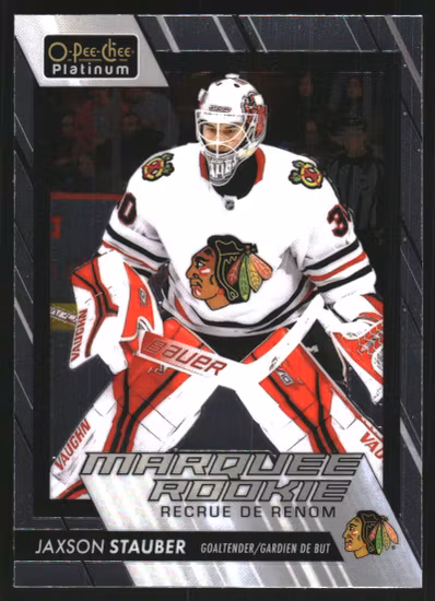 2023-24 O-Pee-Chee Platinum #252 Jaxson Stauber RC (VV6-NHLBLACKHAWKS)