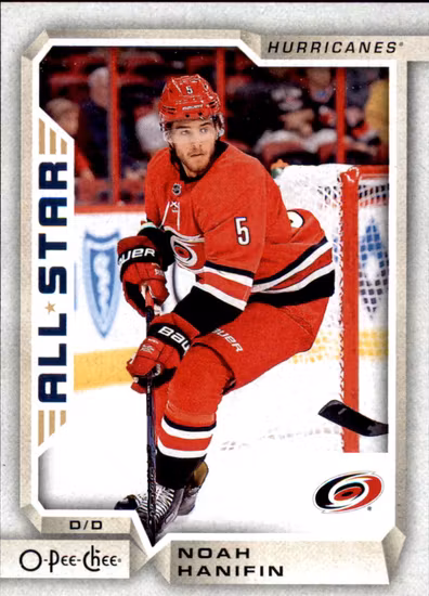 2018-19 O-Pee-Chee #375 Noah Hanifin (VV8-NHLHURRICANES)