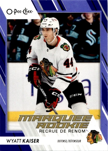 2023-24 O-Pee-Chee Blue #556 Wyatt Kaiser RC (VV9-NHLBLACKHAWKS)