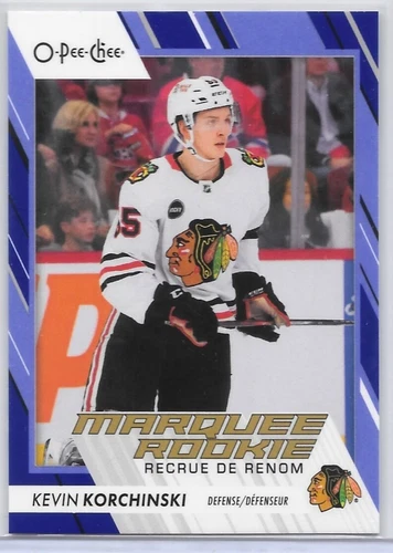 2023-24 O-Pee-Chee Blue #587 Kevin Korchinski RC (VV9-NHLBLACKHAWKS)