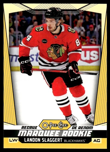 2024-25 O-Pee-Chee Yellow #588 Landon Slaggert (VV10-NHLBLACKHAWKS)