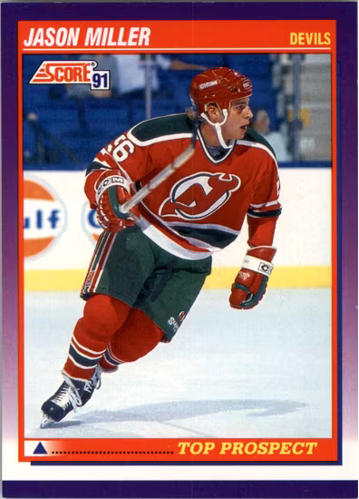 1991-92 Score American #312 Jason Miller TP (VV10-NHLDEVILS)