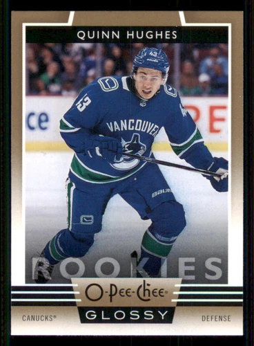 2019-20 O-Pee-Chee Glossy Rookies Gold #R10 Quinn Hughes (VV11-NHLCANUCKS)
