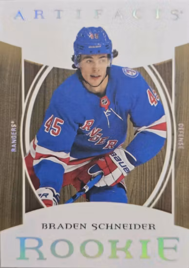 2022-23 Artifacts Leather #185 Braden Schneider (VV12-NHLRANGERS)