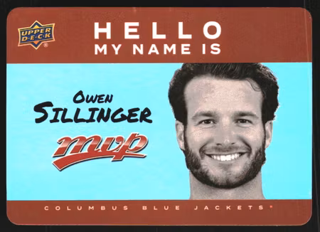 2025-26 Upper Deck MVP Hello My Name Is Stickers #HNI3 Owen Sillinger (VV12-NHLBLUEJACKETS)