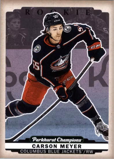 2022-23 Parkhurst Champions Color Variation #275 Carson Meyer (VV14-NHLBLUEJACKETS)