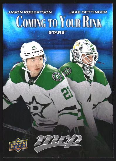 2025-26 Upper Deck MVP Coming to Your Rink #CR9 Jason Robertson/Jake Oettinger (VV14-NHLSTARS)