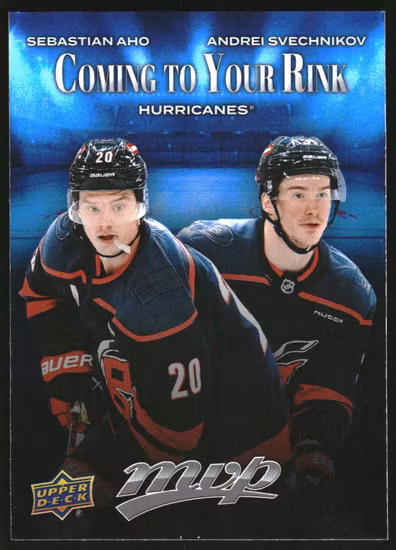 2025-26 Upper Deck MVP Coming to Your Rink #CR5 Sebastian Aho/Andrei Svechnikov (VV14-NHLHURRICANES)