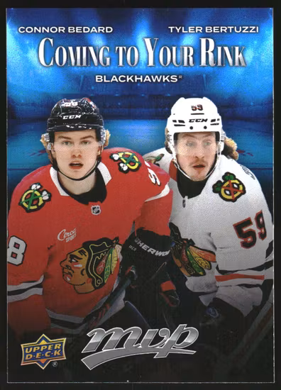 2025-26 Upper Deck MVP Coming to Your Rink #CR6 Connor Bedard/Tyler Bertuzzi (VV14-NHLBLACKHAWKS)