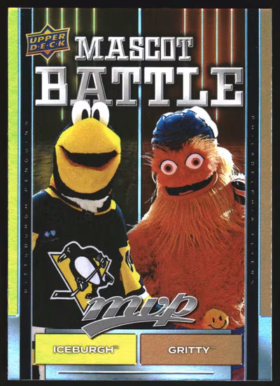 2025-26 Upper Deck MVP Mascot Battle #MB3 Iceburgh/Gritty (VV14-NHLPENGUINS+FLYERS)