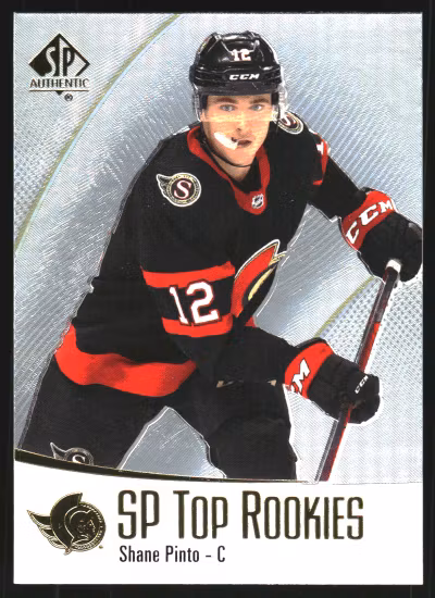 2021-22 SP Authentic Top Rookies #TR14 Shane Pinto (VV15-NHLSENATORS)