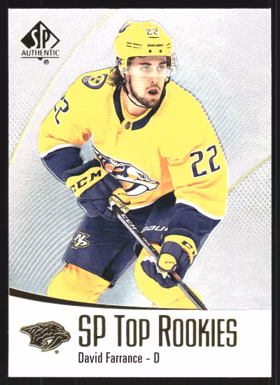 2021-22 SP Authentic Top Rookies #TR47 David Farrance (VV15-NHLPREDATORS)