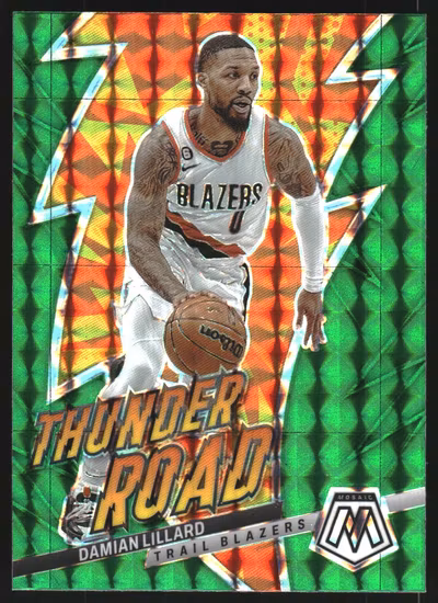 2022-23 Panini Mosaic Thunder Road Mosaic Green #18 Damian Lillard (30-SS2-NBATRAILBLAZERS)