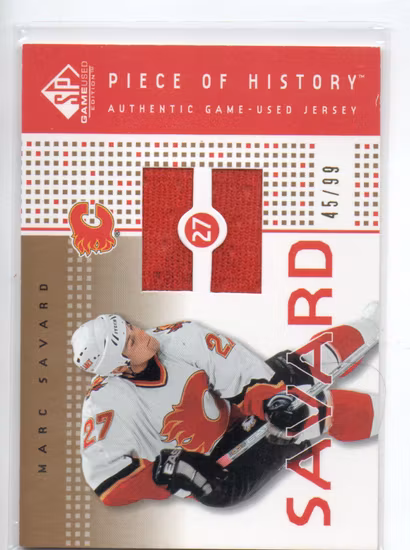 2002-03 SP Game Used Piece of History Gold #PHSA Marc Savard (50-SS6-NHLFLAMES)