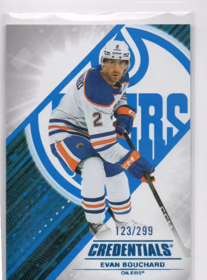 2024-25 Upper Deck Credentials Blue #2 Evan Bouchard (20-B13-NHLOILERS)