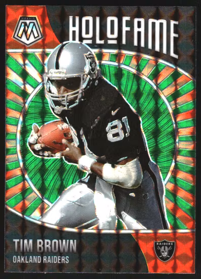 2021 Panini Mosaic HoloFame Mosaic Green #17 Tim Brown (15-QQ8-NFLRAIDERS)