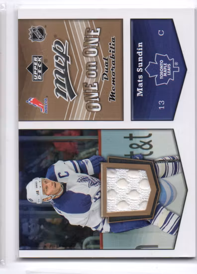 2007-08 Upper Deck MVP One on One Jerseys #OOSA Mats Sundin Daniel Alfredsson (60-B11-NHLSENATORS+NHLMAPLELEAFS)