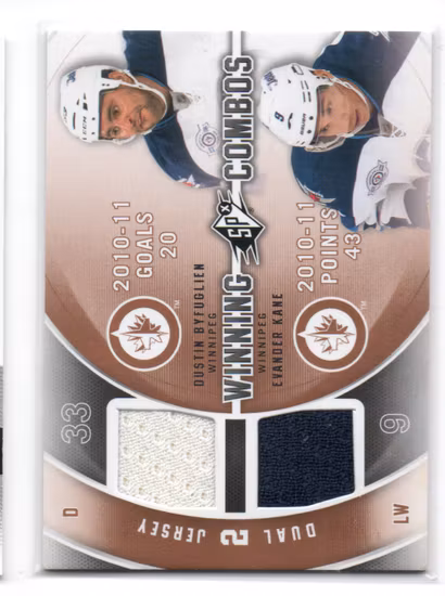 2010-11 SPx Winning Combos #WCBK Dustin Byfuglien Evander Kane (40-SS1-NHLJETS)