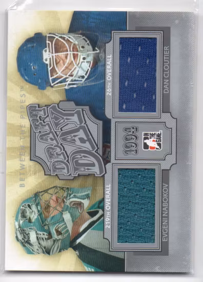 2012-13 Between The Pipes Draft Day Jerseys Silver #DD11 Evgeni Nabokov Dan Cloutier (50-SS15-NHLSHARKS+NHLRANGERS)