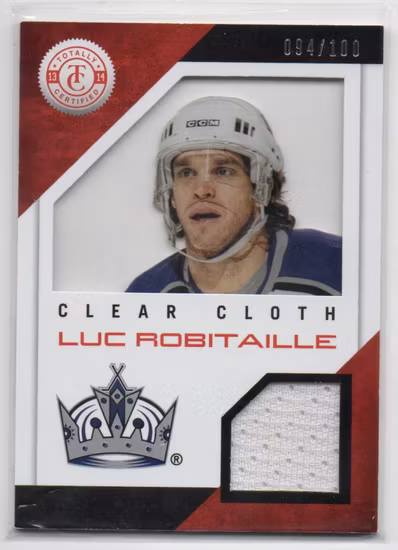 2013-14 Totally Certified Clear Cloth Jerseys Red #CLLUC Luc Robitaille (50-B12-NHLKINGS)