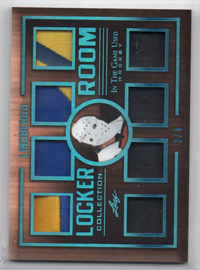 2019-20 ITG Used Locker Room Collection Memorabilia Blue Spectrum #LRC19 Pelle Lindbergh (500-OO6-NHLSWEDEN)