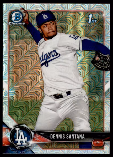 2018 Bowman Chrome Mega Box Prospects Refractors #BCP36 Dennis Santana (10-OO10-MLBDODGERS)