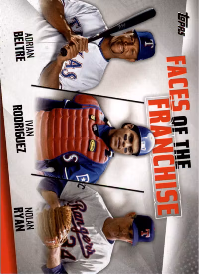 2019 Topps Faces of the Franchise #FOF24 Nolan Ryan Ivan Rodriguez Adrian Beltre (20-SS7-MLBRANGERS)