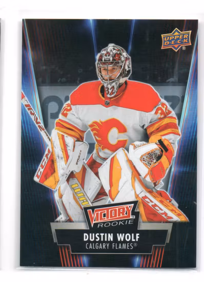 2023 Upper Deck Fall Expo Victory Black Rookies #V4 Dustin Wolf (40-OO1-NHLFLAMES)