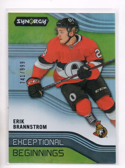 2019-20 Synergy Exceptional Beginnings #EB5 Erik Brannstrom (15-SS12-NHLSENATORS)