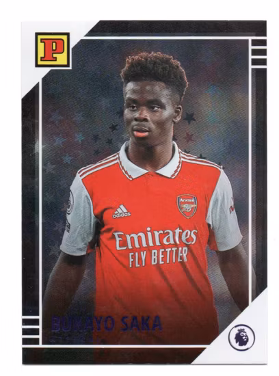 2022-23 Panini Chronicles English Premier League Purple Astro #28 Bukayo Saka Panini (25-RR3-ARSENAL)