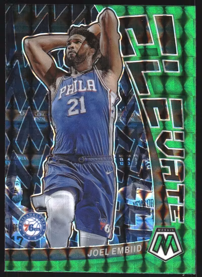 2022-23 Panini Mosaic Elevate Mosaic Green #12 Joel Embiid (25-SS8-NBA76ERS)