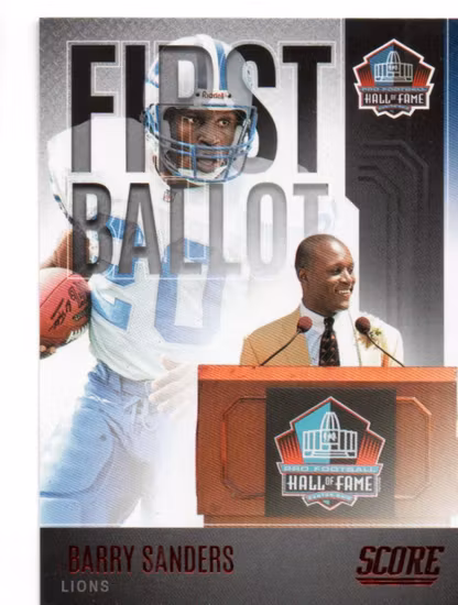 2022 Score First Ballot Red #5 Barry Sanders (20-QQ7-NFLLIONS)
