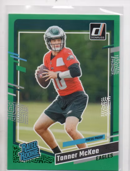 2023 Donruss Press Proof Green #383 Tanner McKee RR (20-RR10-NFLEAGLES)