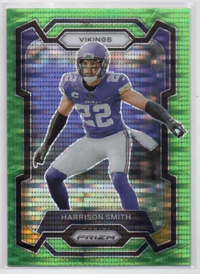 2023 Panini Prizm Prizms Neon Green Pulsar #192 Harrison Smith (15-RR10-NFLVIKINGS)